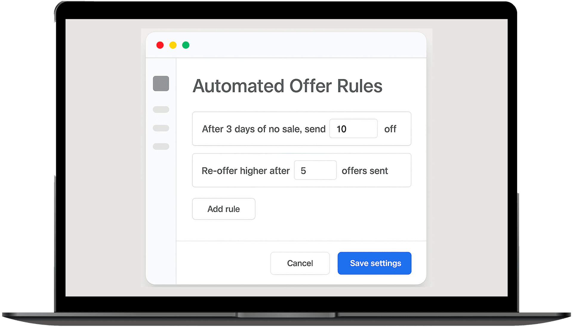 Setup automated offer sending rules