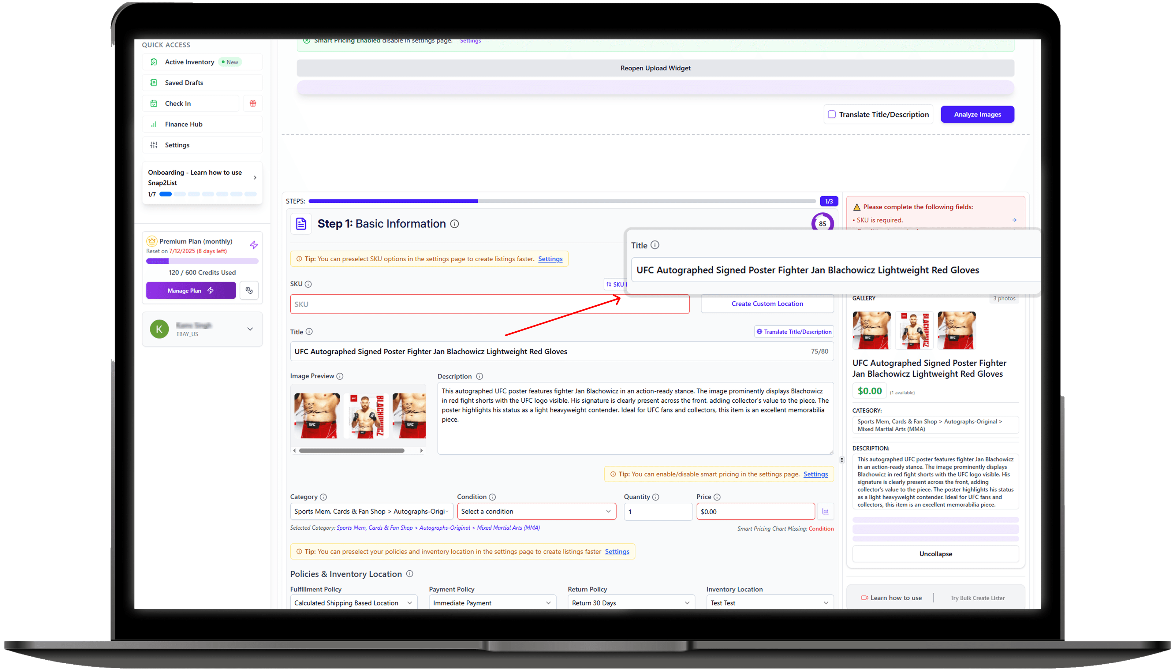 AI title and description generator