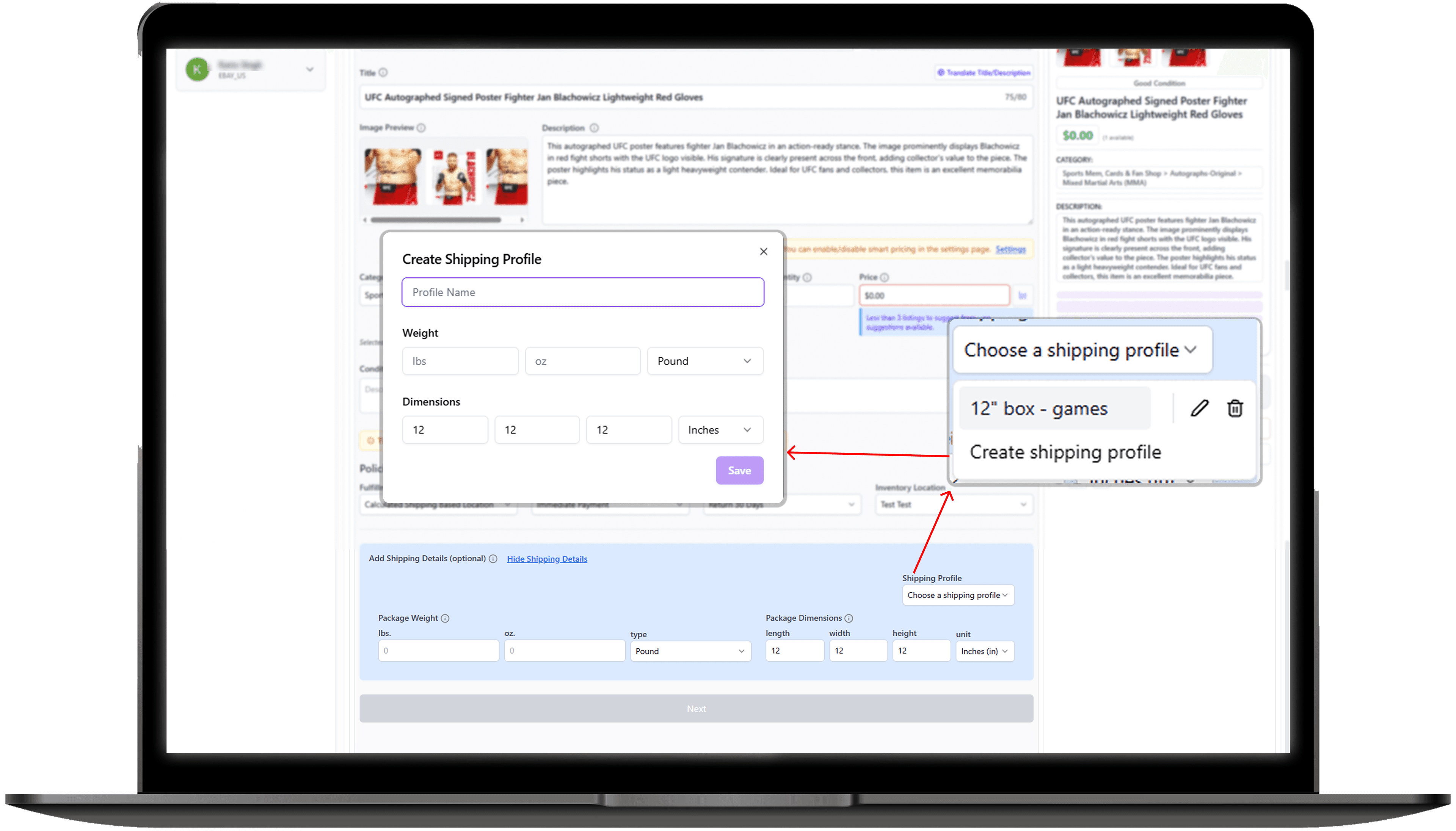 Saved shipping options