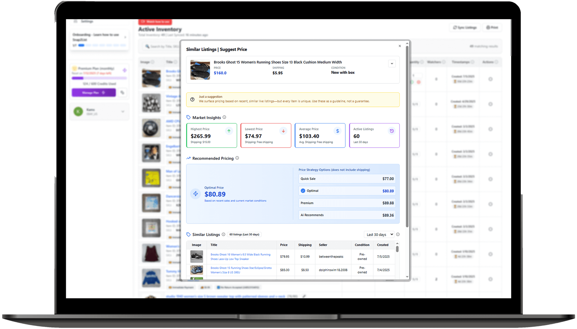 Advanced smart pricing analytics with market data charts