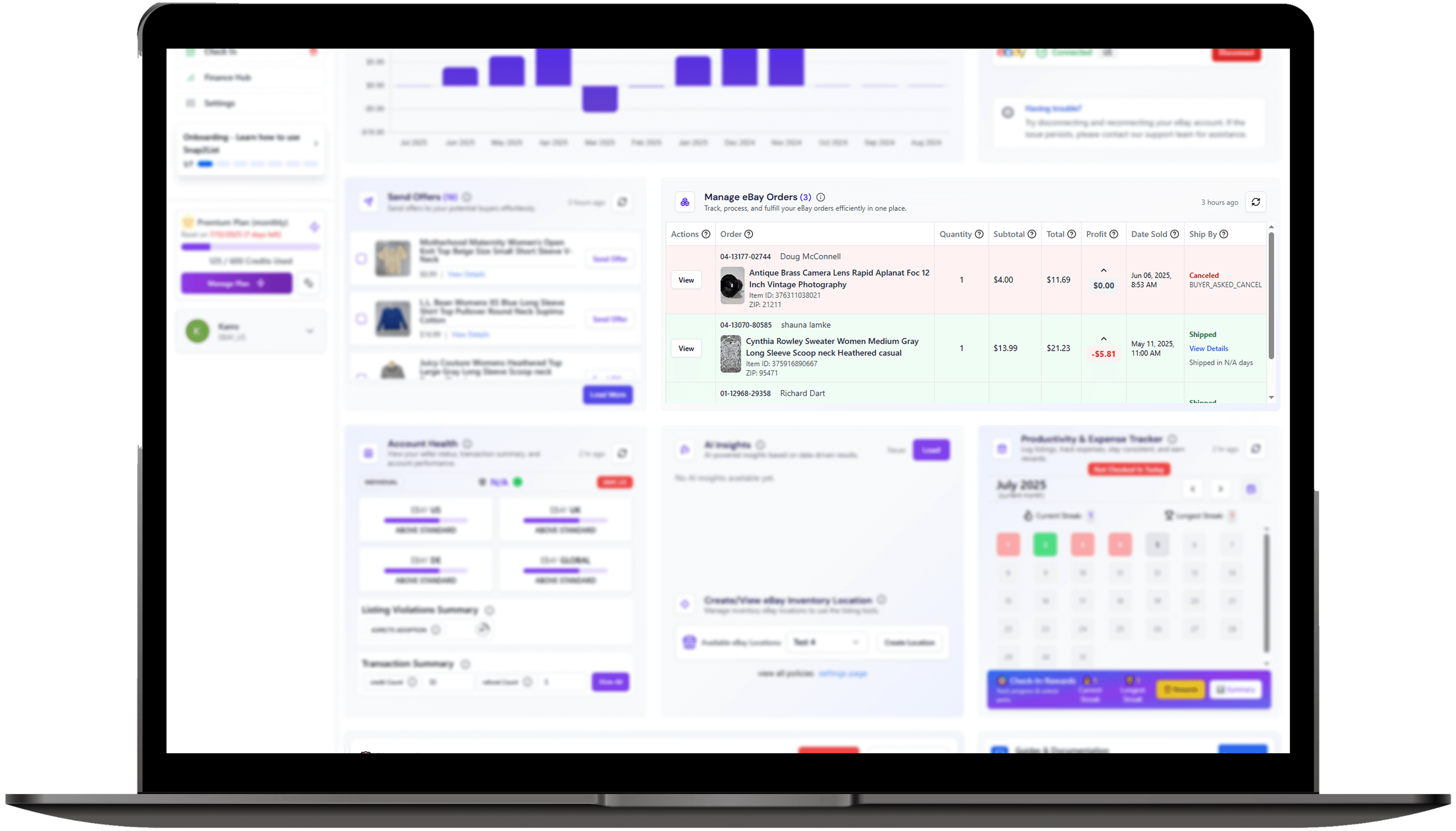 Professional order dashboard with advanced analytics and color-coding
