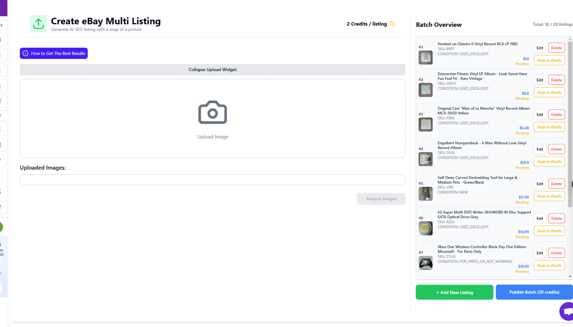 Bulk Create Listing