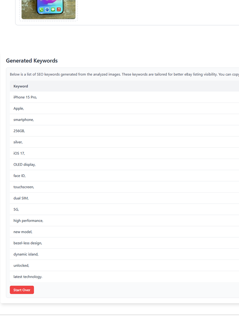 Analyze & Generate eBay Keywords